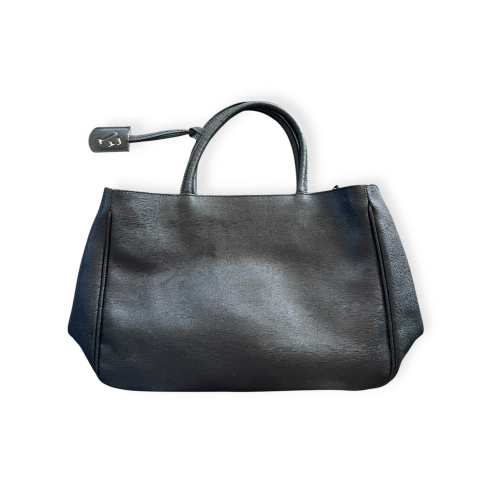 FURLA black handbag purse black leather adjustable straps retro vintage style